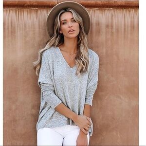 NWT Womens Gray V Neck Layering Pullover Small Sweater